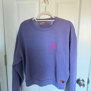 Aviator Nation Lavender Sweatshirt with Pink Lightning Bolt
